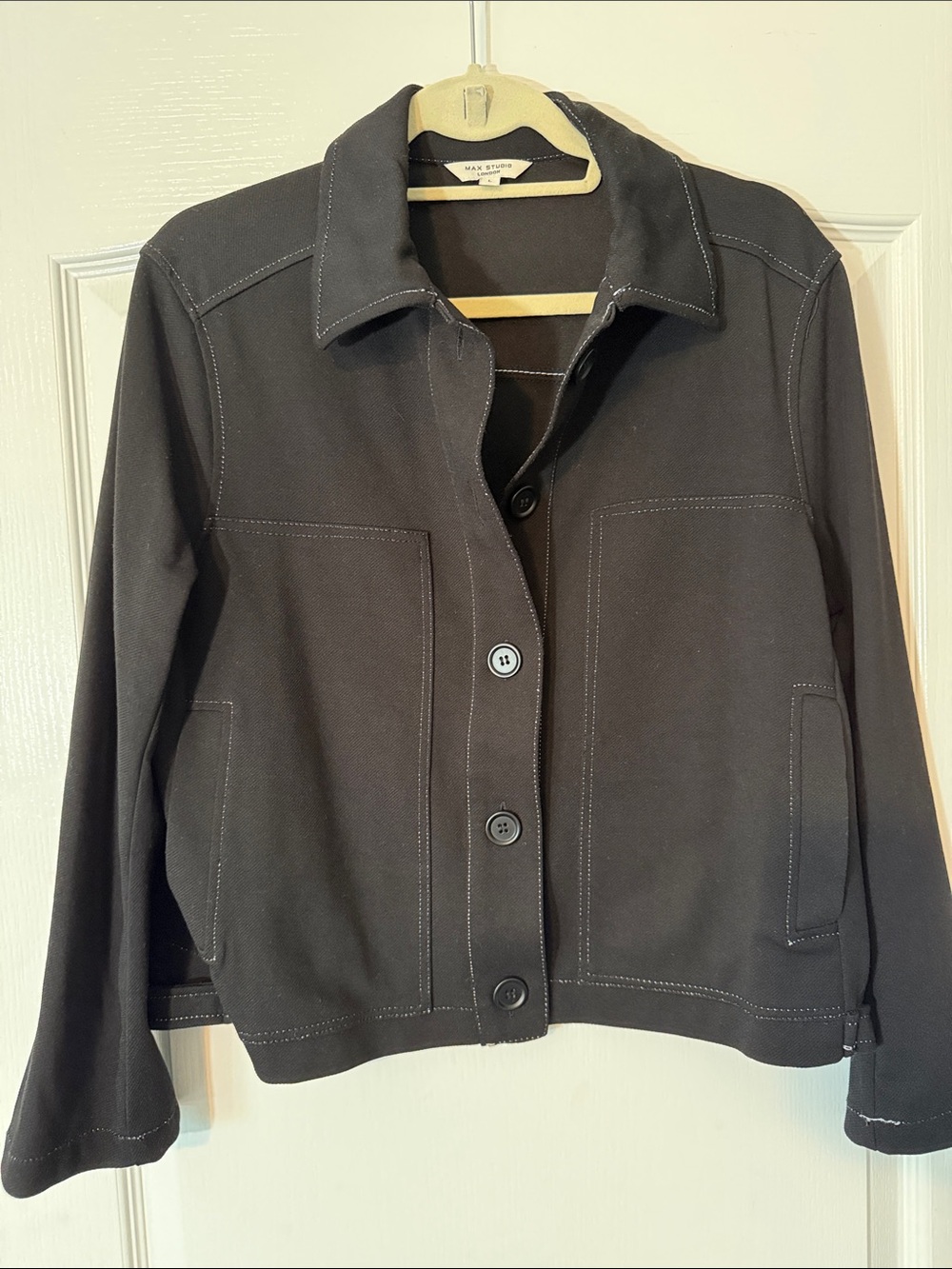 MAX STUDIO cropped Black Women's Button-Front Jacket